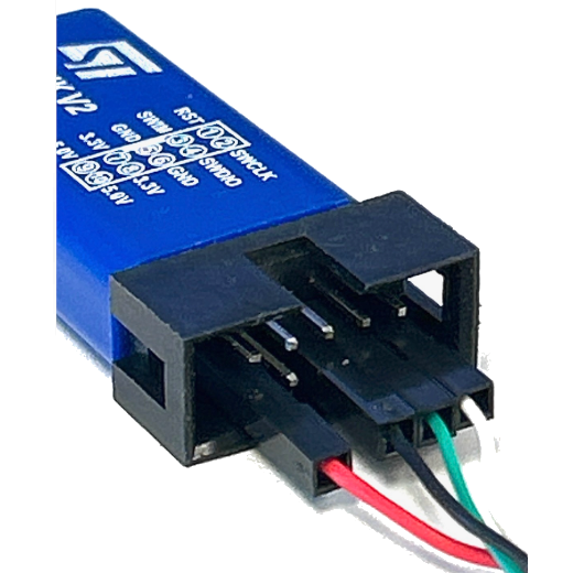 The four wires connected to the pins on the ST-Link